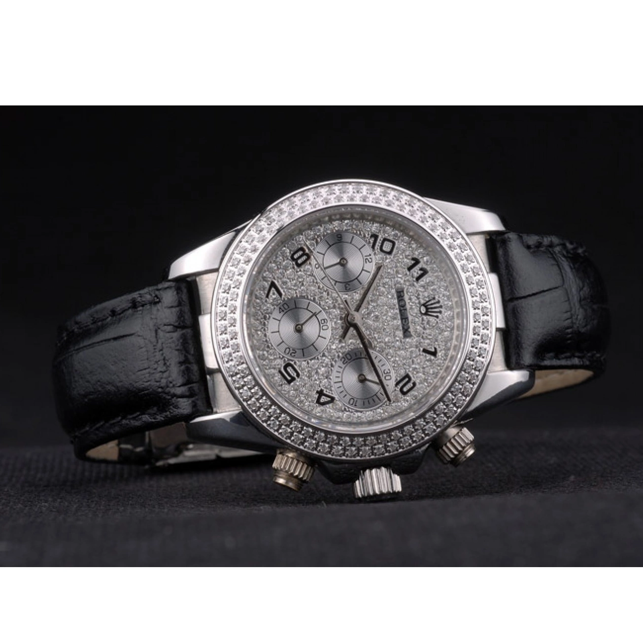 AAA replica watch Lady Studded Bezel Stainless Crystal Steel Crystal Studded Rolex Daytona Case Dial 0611